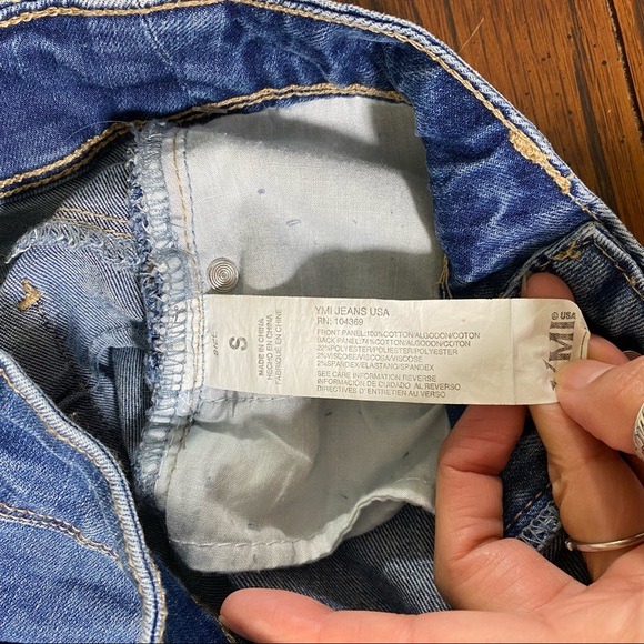 YMI Mini Skirt High Waist Small Distressed Denim Mini Skirt Frayed Hem P… - Picture 6 of 7